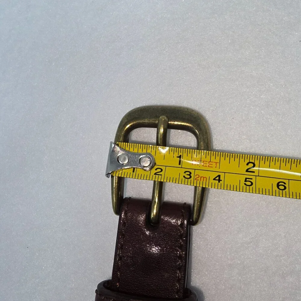 Brighton Belt P2707 Mens 36 Brown Leather Woven Inlay Brass Buckle